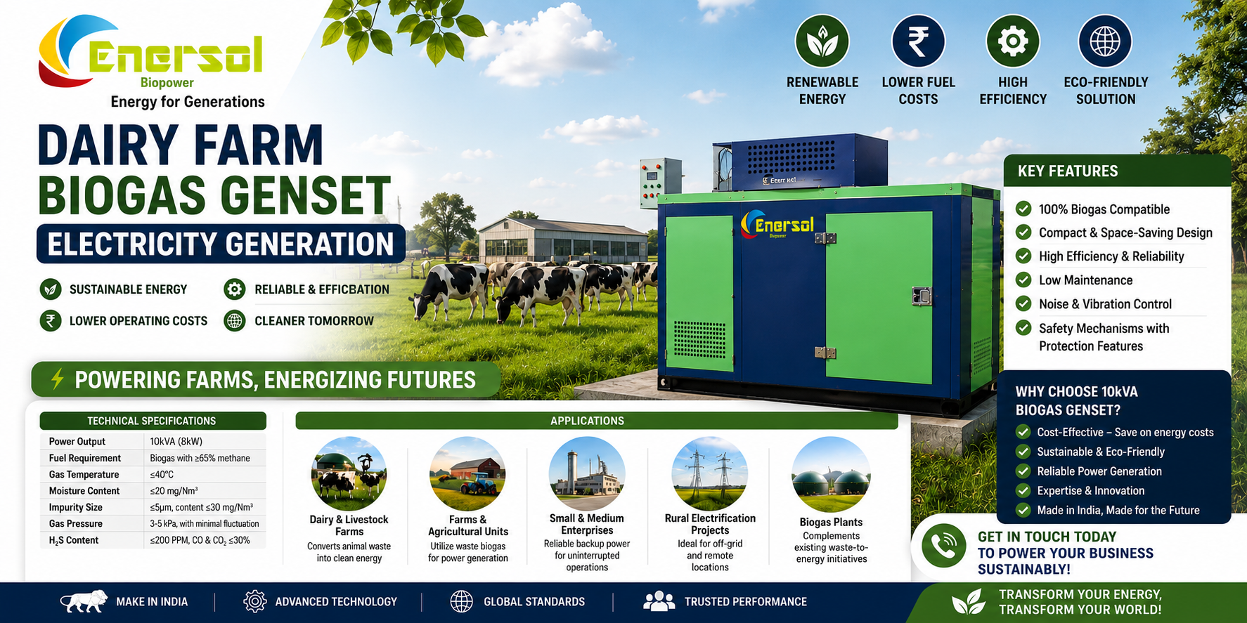 Dairy Farm Biogas Genset Electricity Generation