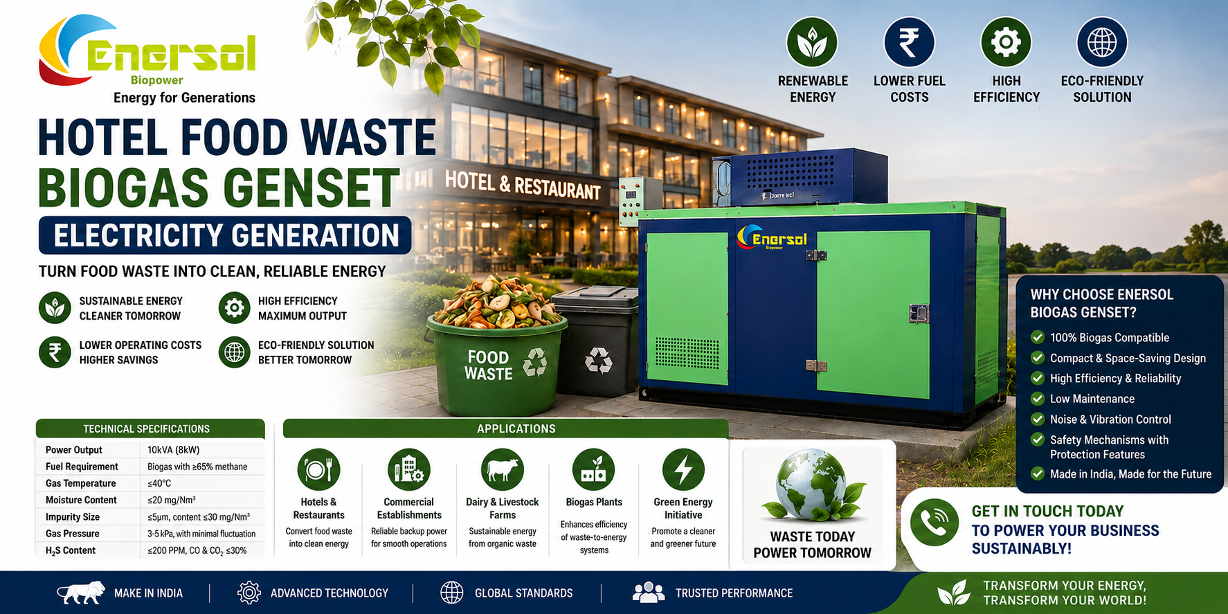 Hotel Food Waste Biogas Genset Electricity