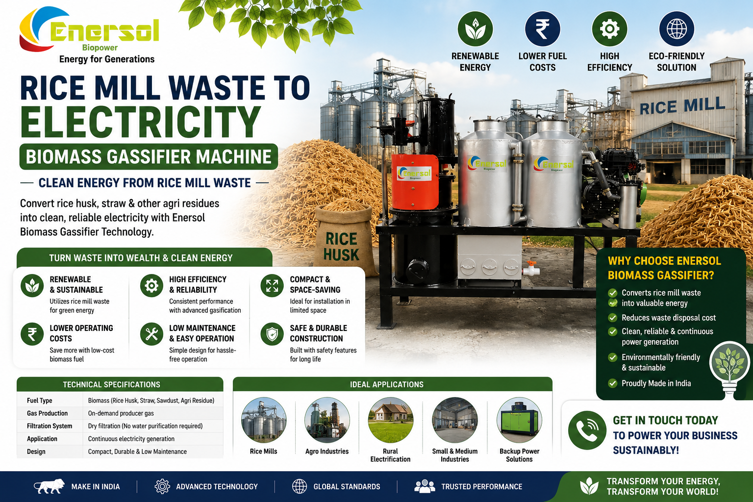 Rice Mill Waste to Electricity Biomass Gasifier