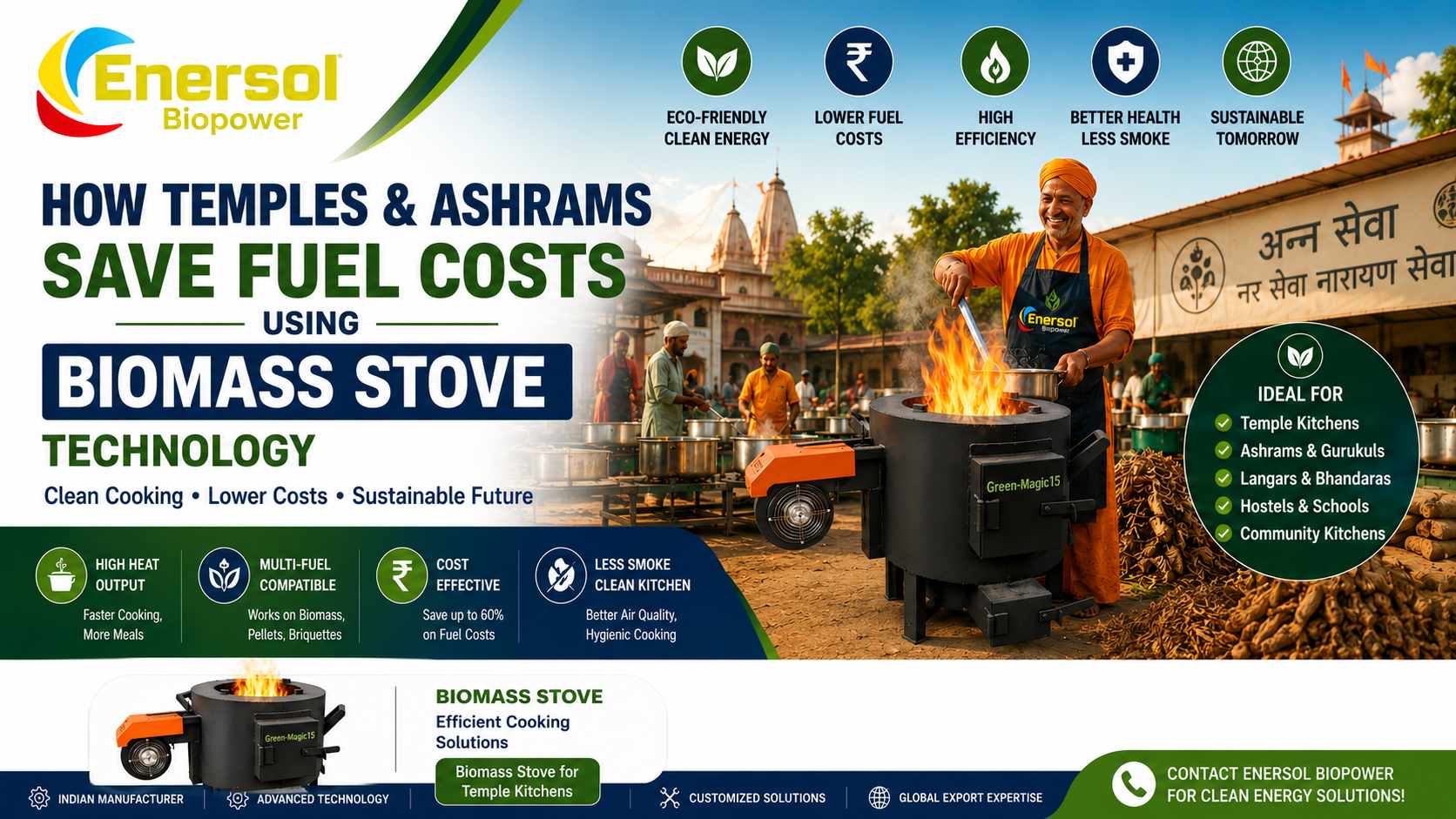 Temple and Ashram Biomass Stove Fuel Saving